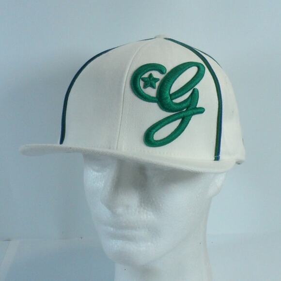 G Unit Denim Co Fitted Hat Cap 7 1/2" Embroidered Hip Hop Rap Music White Green - Picture 1 of 8